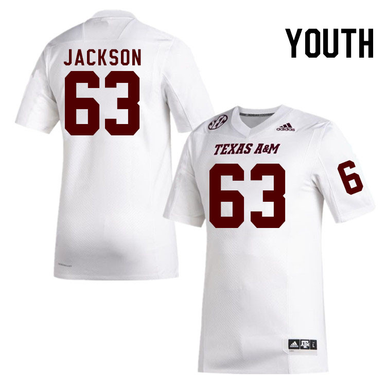 Youth #63 Chance Jackson Texas A&M Aggies College Football Jerseys Stitched Sale-White